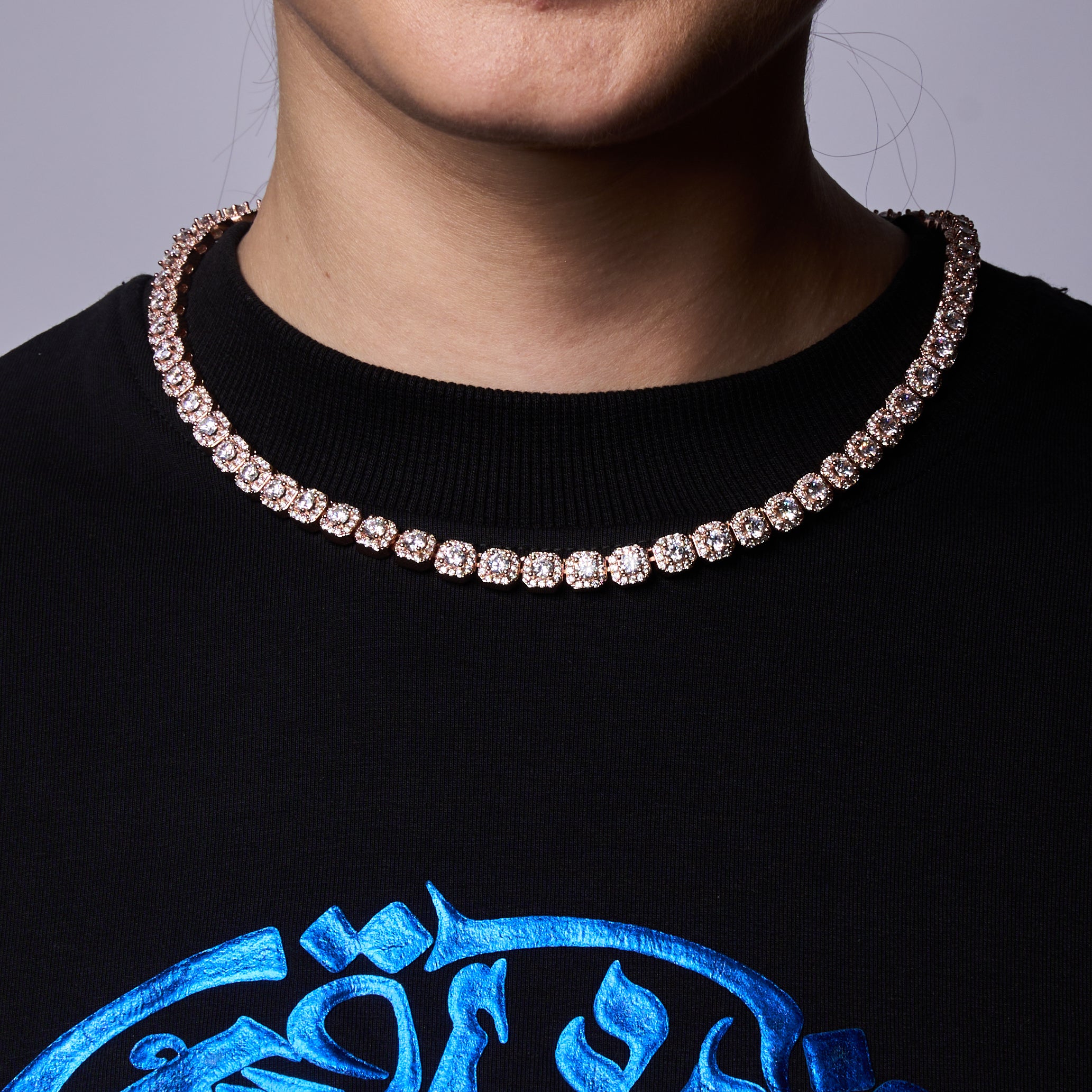 Micro Clustered Tennis Chain in Rose Gold - 8mm